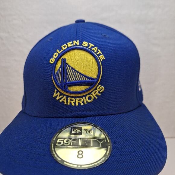 New Era Golden State Warrior Hat Size 8 Fitted Blue 59Fifty NBA - Picture 2 of 7
